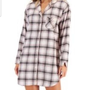 CHARTER CLUB 100% Cotton Pink/Black Plaid Grandma Flannel Sleepshirt Sz. XXL